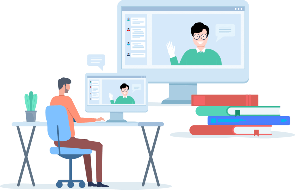 Student taking a proctored exam online confidently