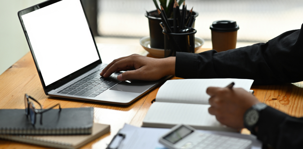 Professional academic writer working on custom paper